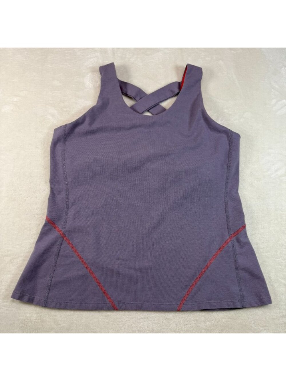 Ibex Womens L Merino Blend Workout Running Strappy Back Tank Top Purple Lined